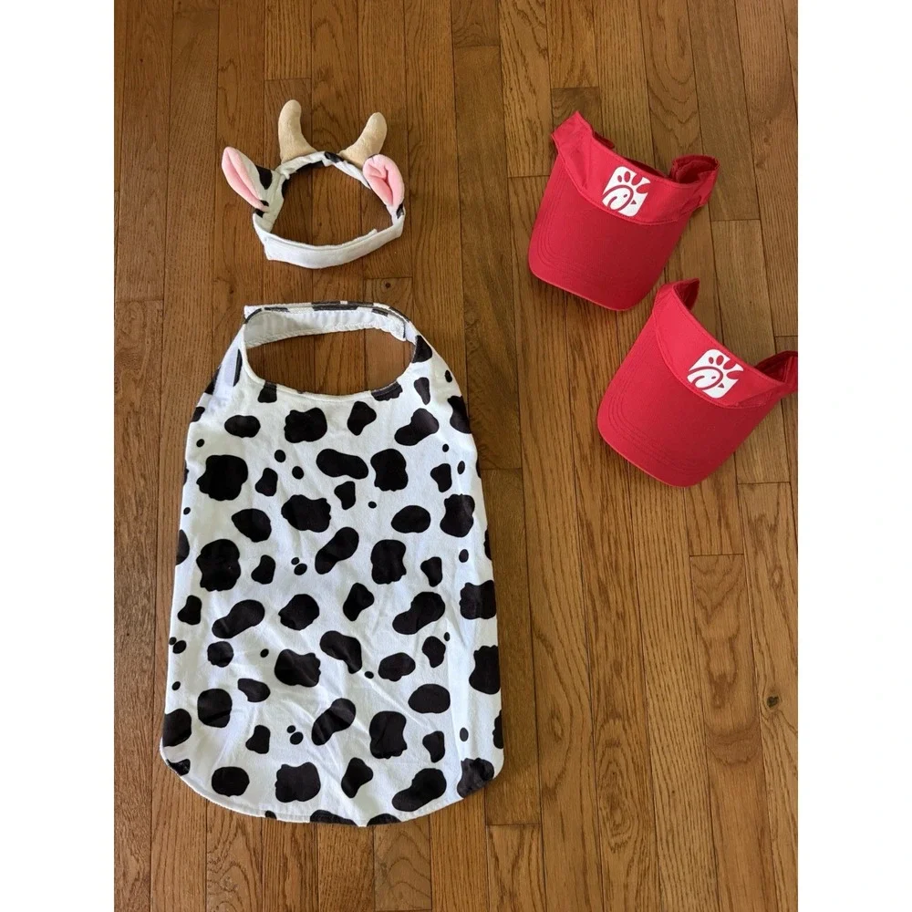 Chick Fil A Dual Adult Visor & Baby Cow Halloween Family Costume